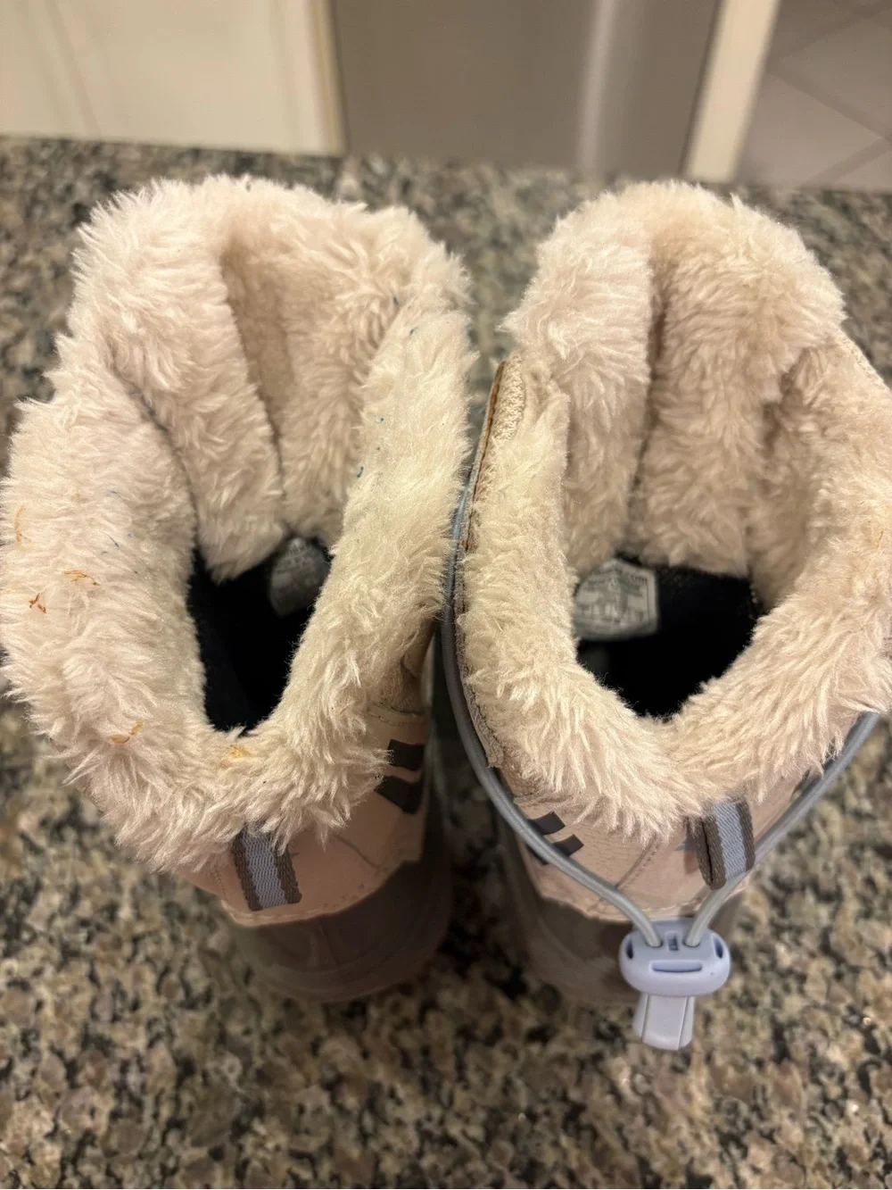 COLUMBIA YOUTH BUGABOOT PLUS V OMNI-HEAT CREAM BLUE SNOW BOOTS